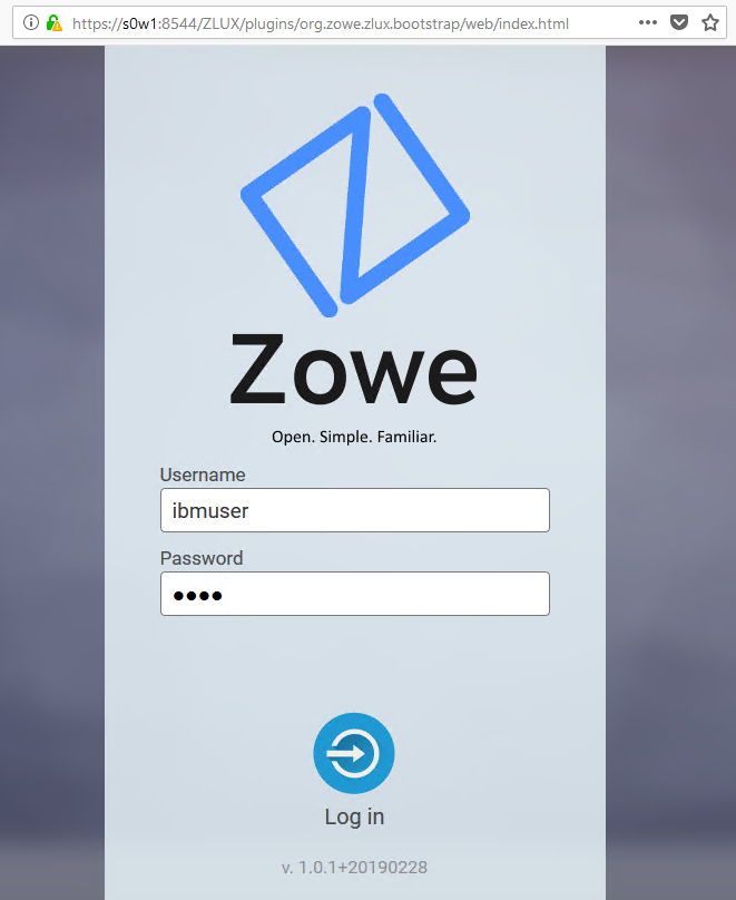 Zowe Desktop login